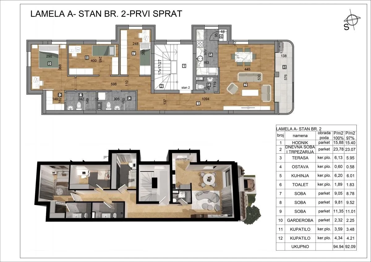 Sale, three bedroom apartment, 92m², Veternik, Novi Sad Sve Podlokacije