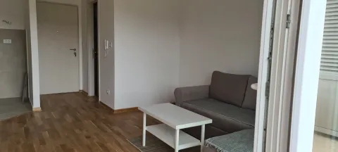 Jednostavan dnevni boravak sa sivom garniturom i bijelim klub stolom. - image 6