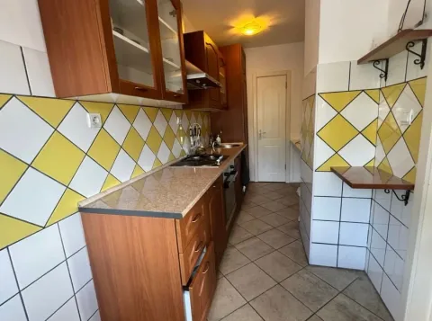 Manja kuhinja sa drvenim elementima i žutim pločicama. - image 3