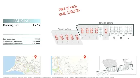 Prikaz plana parking mjesta sa cijenama i lokacijom. - image 17