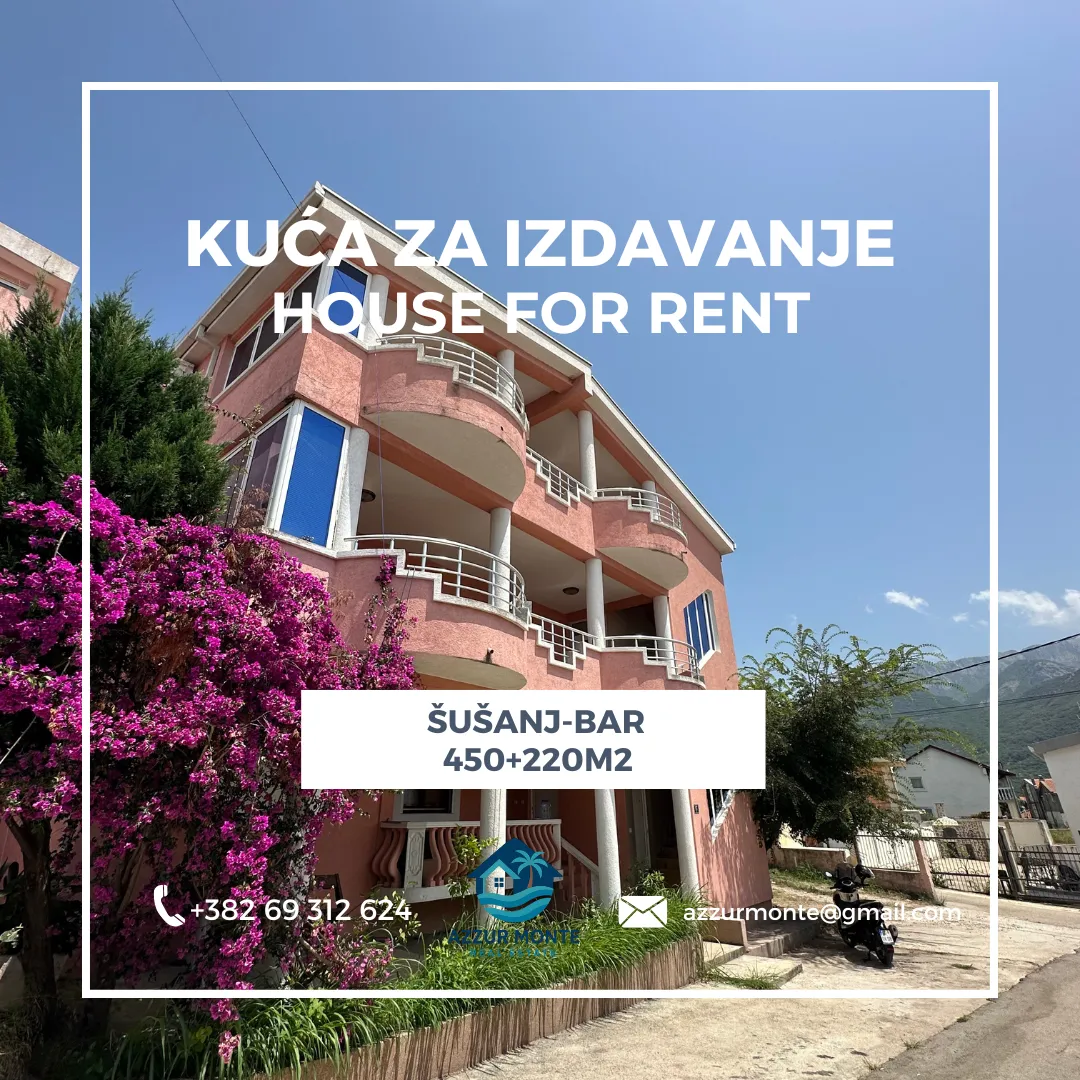 Izdavanje, kuća, 450m², Šušanj, Bar