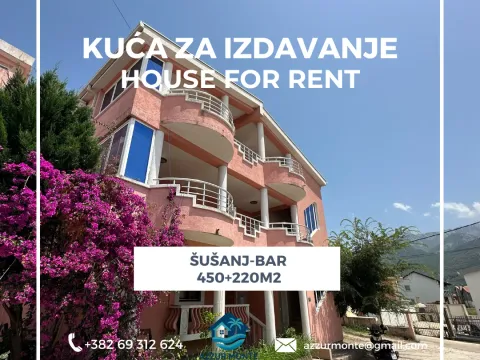 Izdavanje, kuća, 450m², Šušanj, Bar - image 1