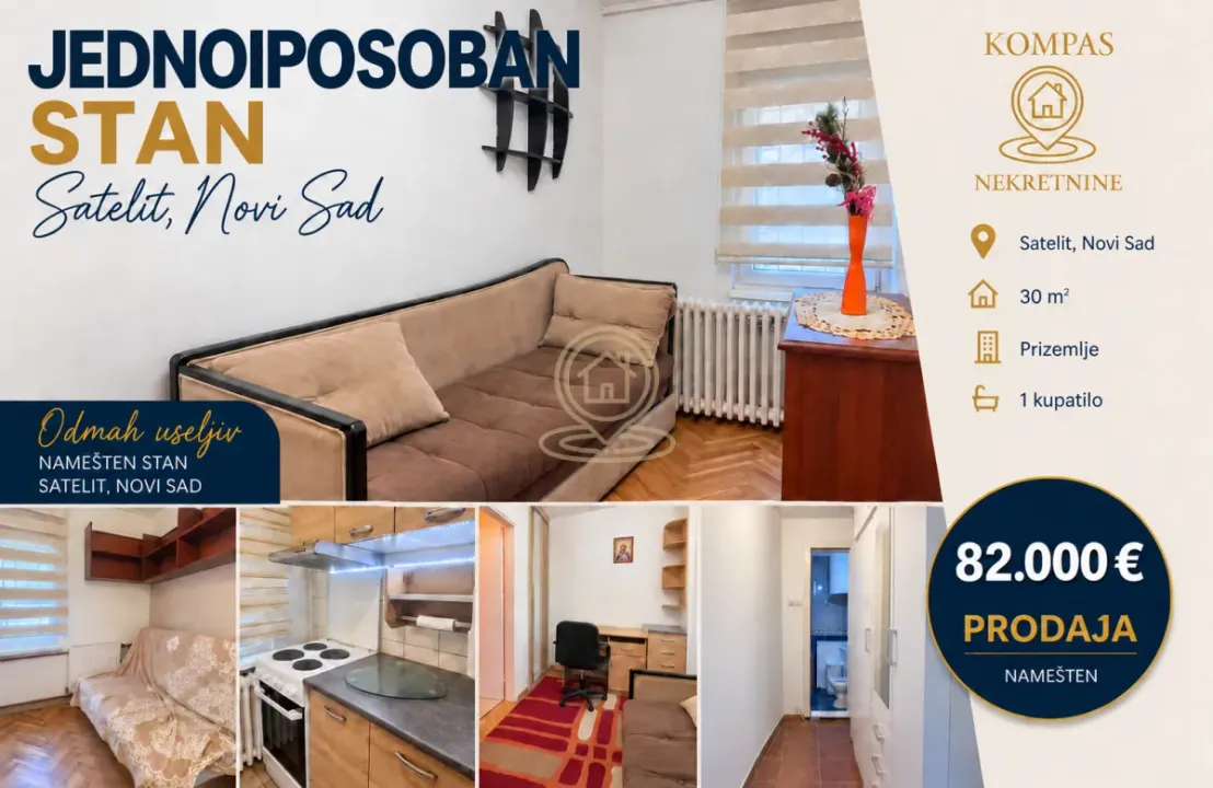 Sale, one bedroom apartment, 30m², Satelit, Novi Sad Sve Podlokacije