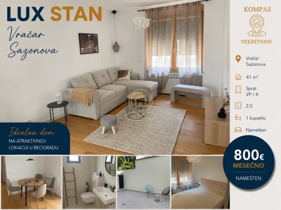 Rent, two bedroom apartment, 41m², Čubura, Beograd