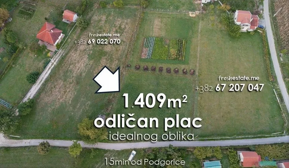 Prodaja, plac, 1409m², Danilovgrad, Crna Gora