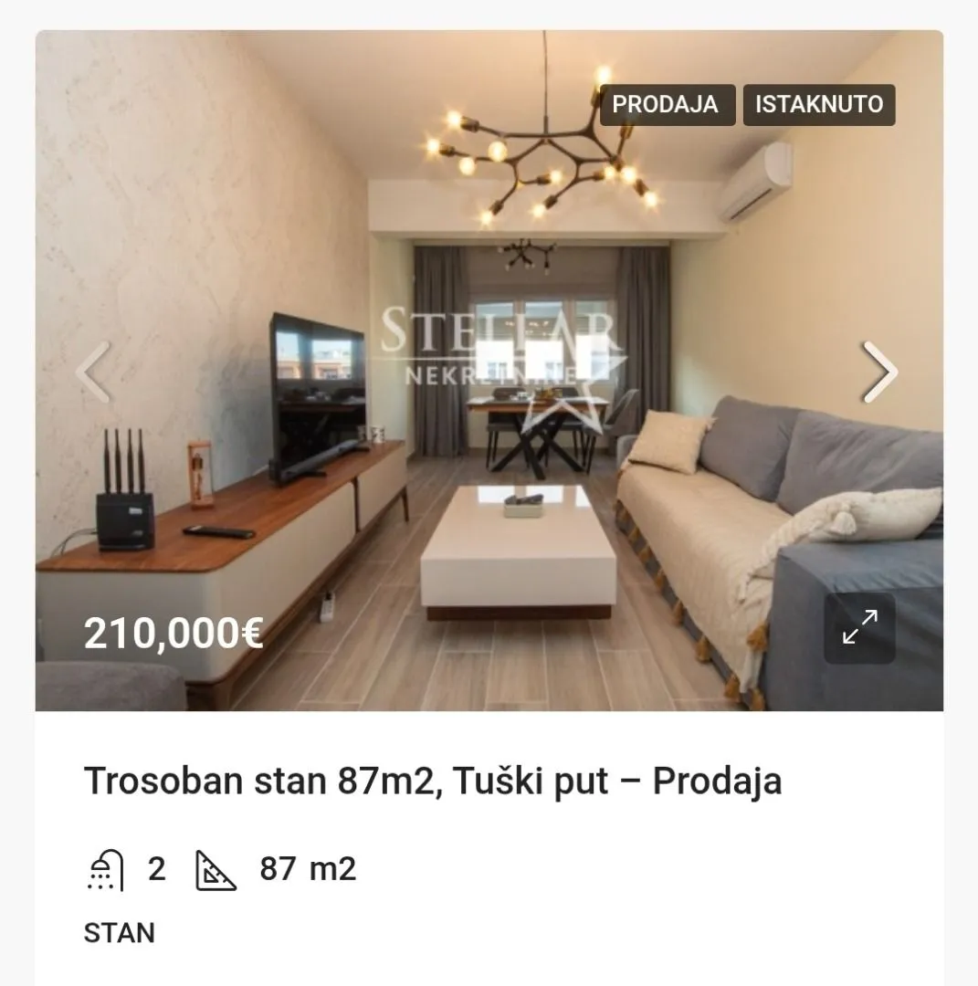 Prodaja, trosoban stan, 87m², Tuški Put, Podgorica