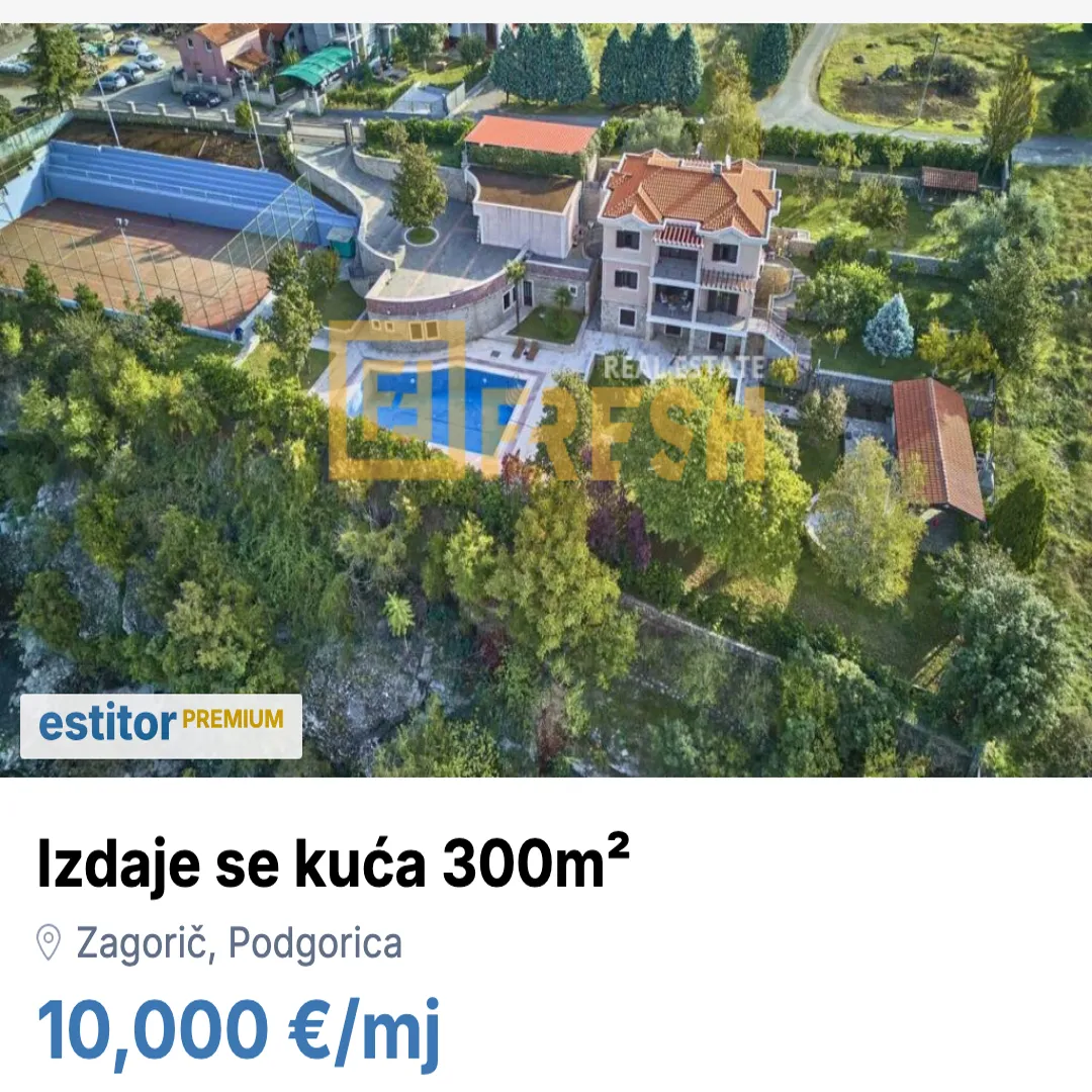 Izdavanje, kuća, 300m², Zagorič, Podgorica