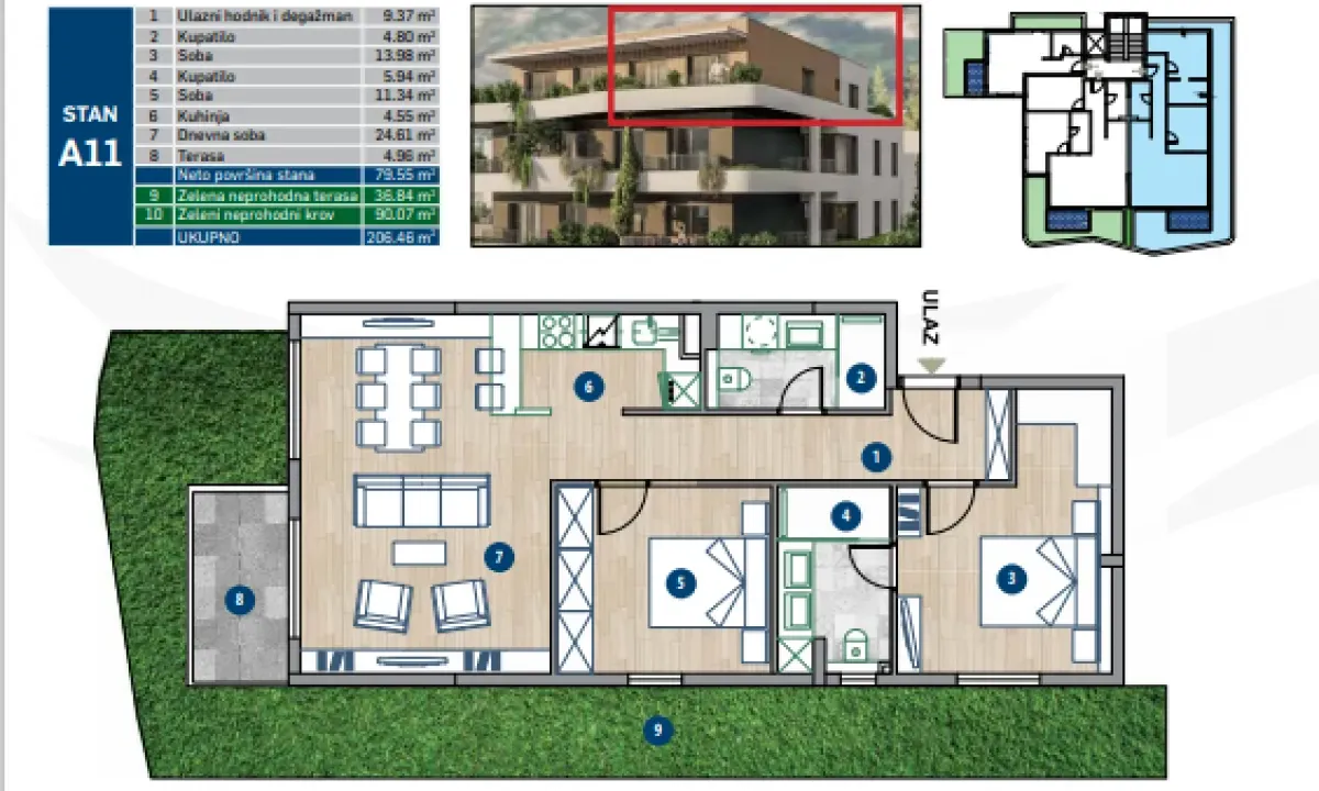 Prodaja, dvosoban stan, 66m², Kotor, Crna Gora