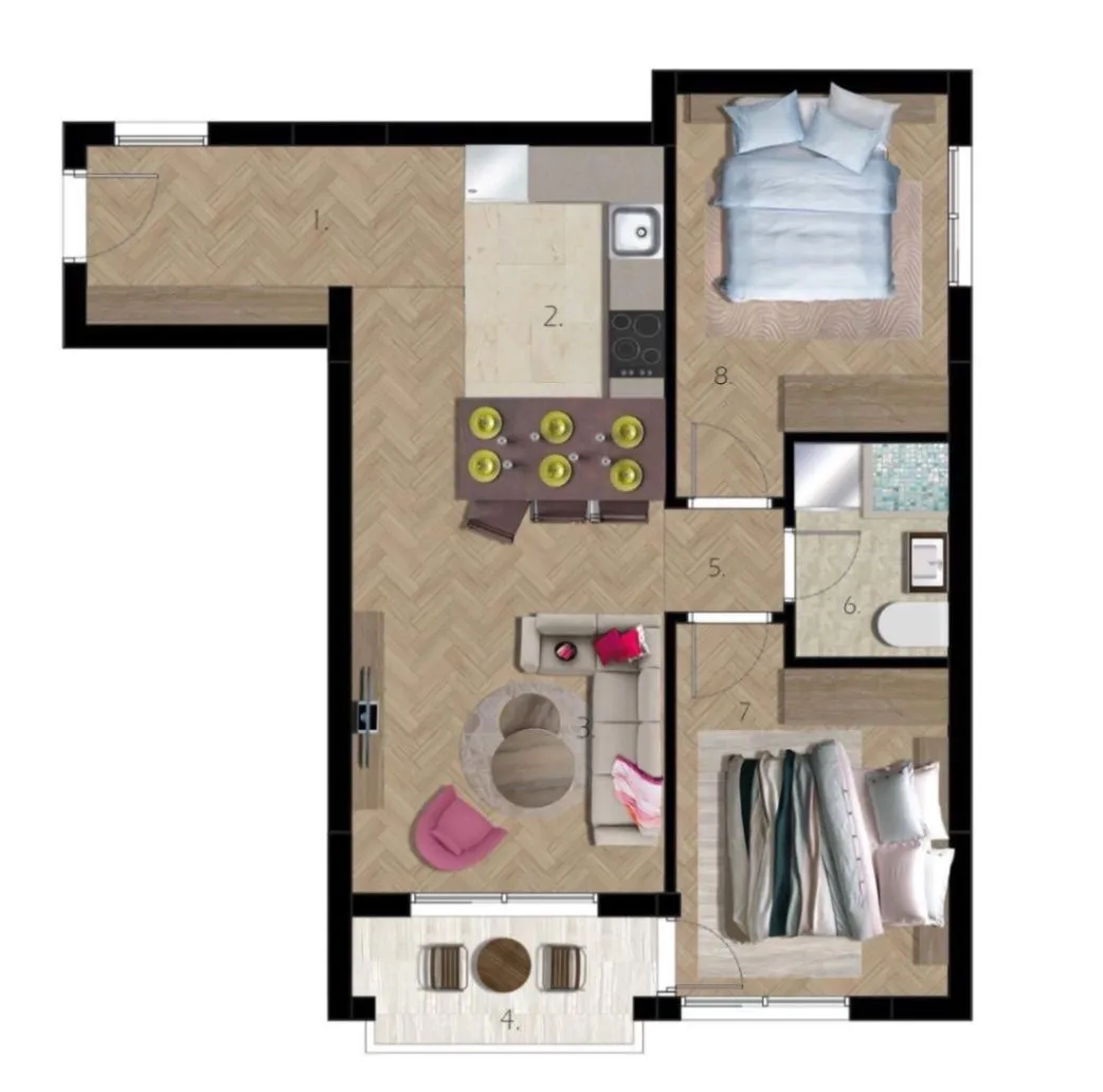 Prodaja, dvosoban stan, 64m², Pinješ, Ulcinj