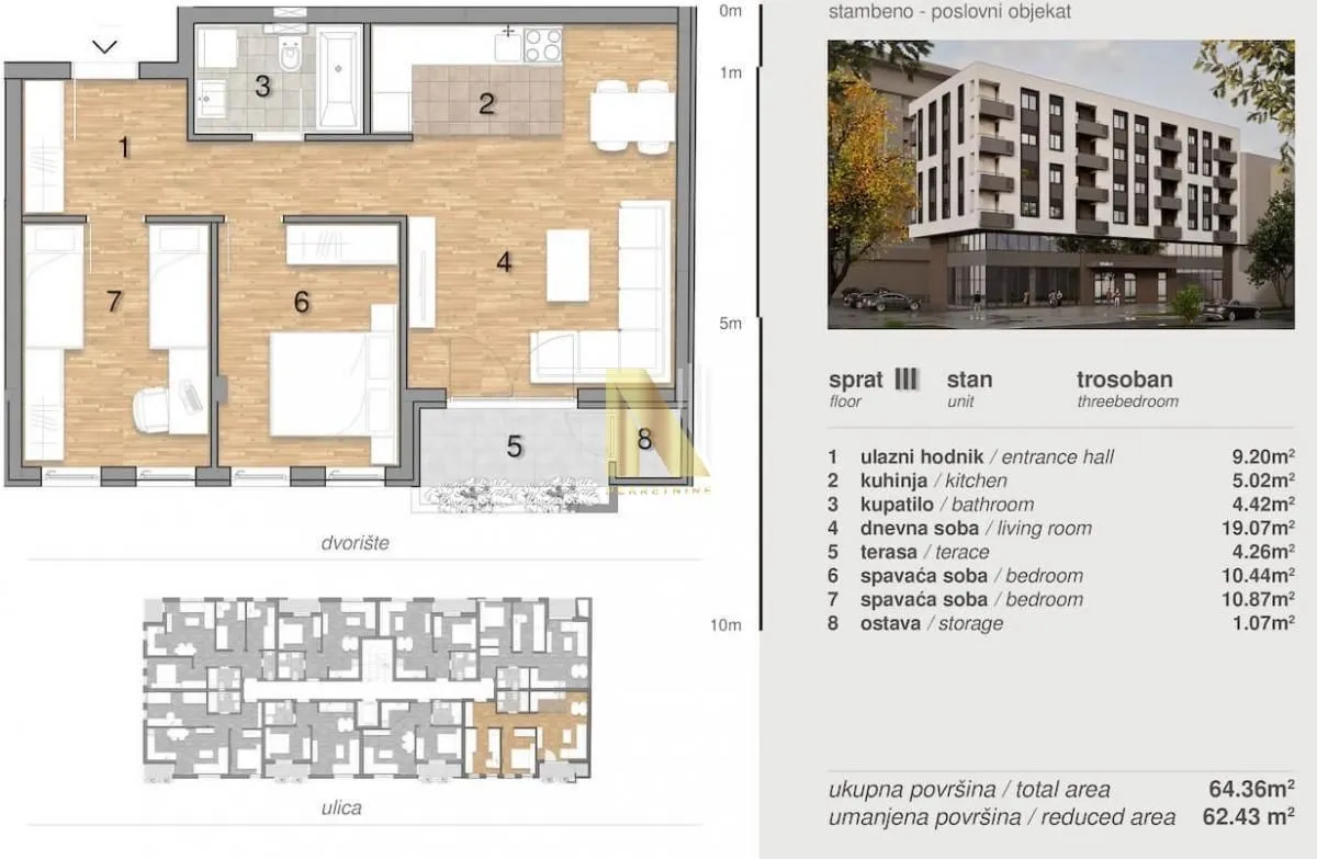 Prodaja, trosoban stan, 64m², Telep, Novi Sad Sve Podlokacije