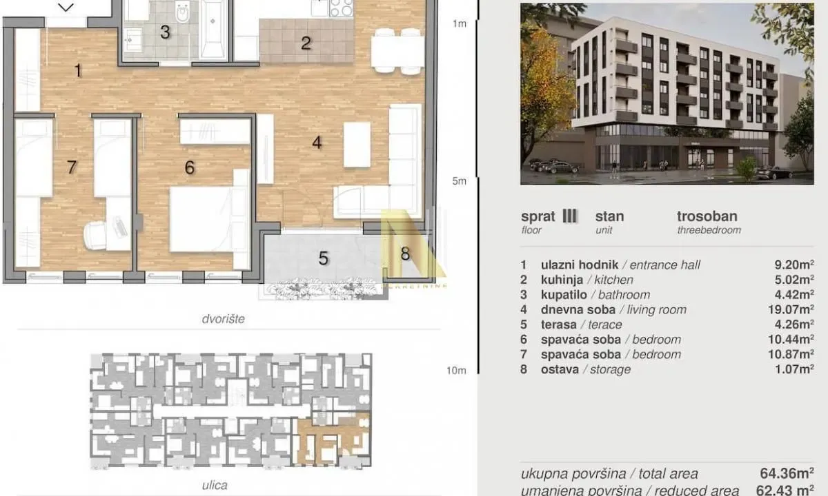 Prodaja, trosoban stan, 64m², Telep, Novi Sad Sve Podlokacije