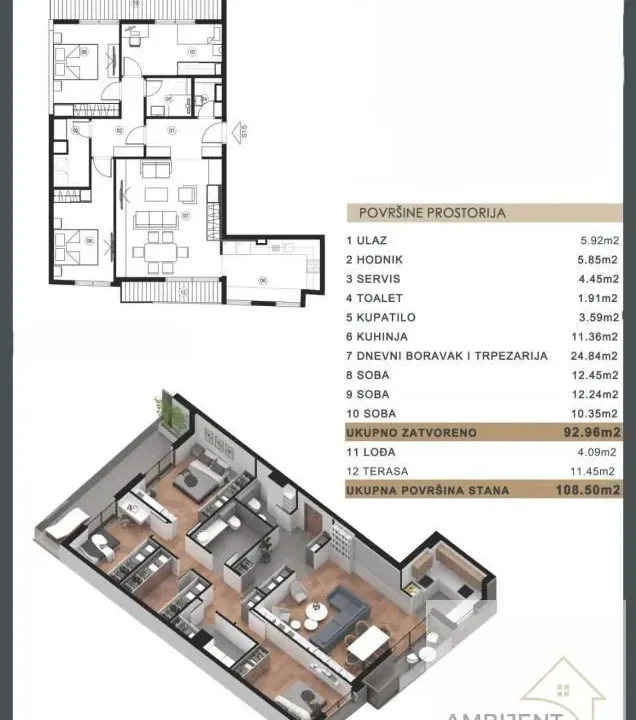 Sale, four bedroom apartment, 108m², Vračar Sve Podlokacije, Beograd