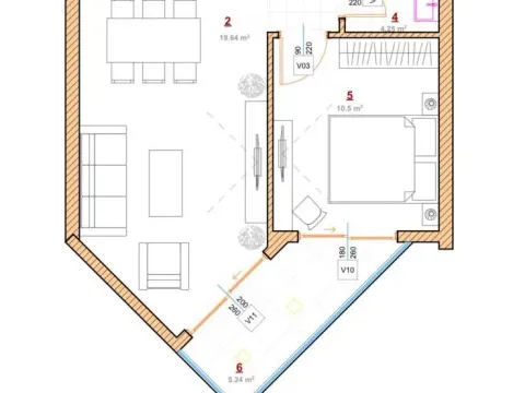 Prodaja, jednosoban stan, 47m², Pinješ, Ulcinj - image 7