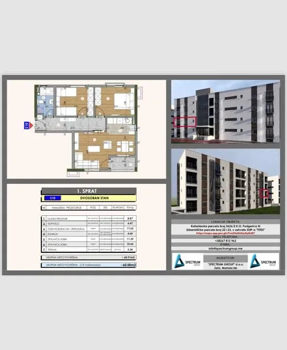 Prodaja, dvosoban stan, 60m², Zabjelo, Podgorica