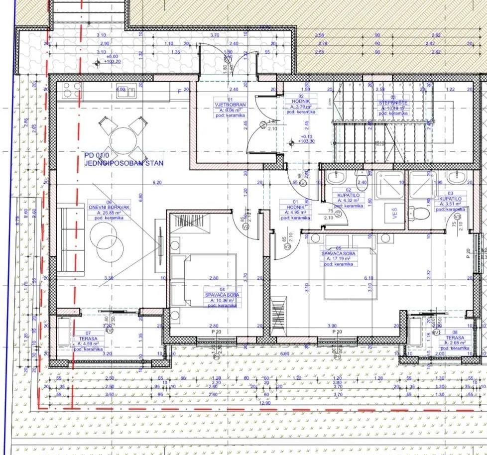 Sale, three bedroom apartment, 73m², Zeleni Pojas, Bar